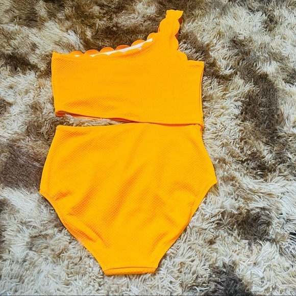 Old Navy one piece cut out scallop trim one shoulder swimsuit XL 14 - Picture 8 of 8
